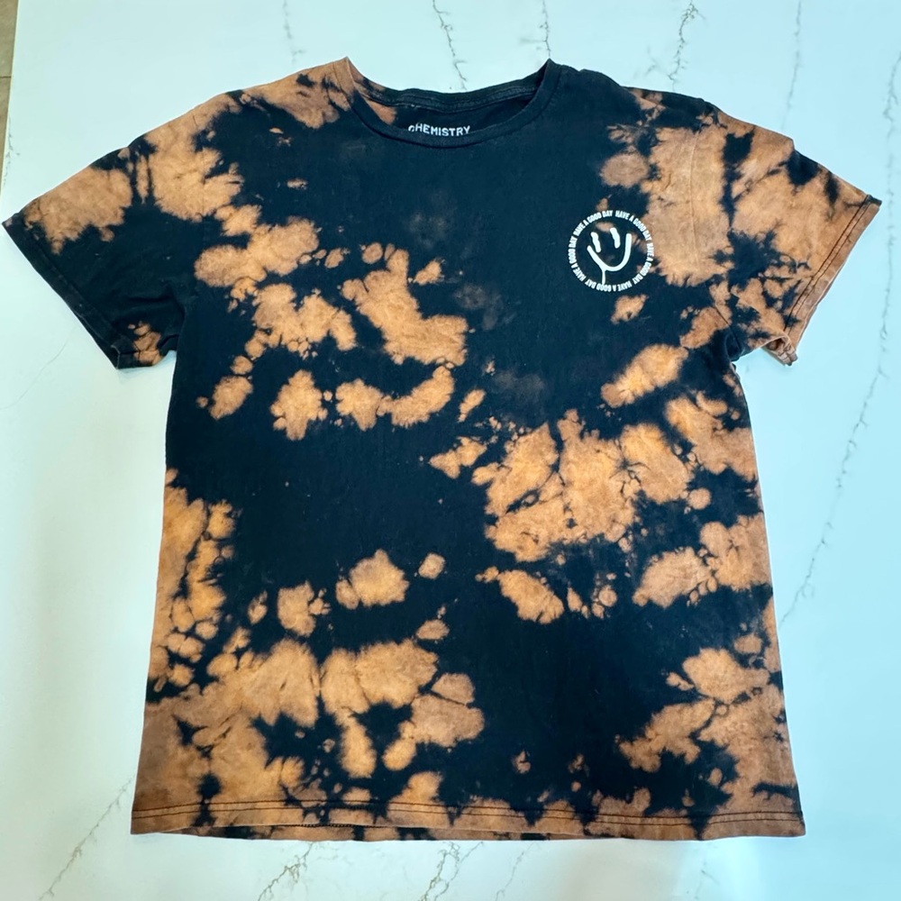 Chemistry Black and Orange Tie-Dye Tee size Large